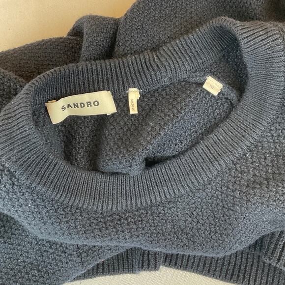 Sandro Men's Knit Cardigan Sweater, Navy Blue - Size M - Picture 4 of 7
